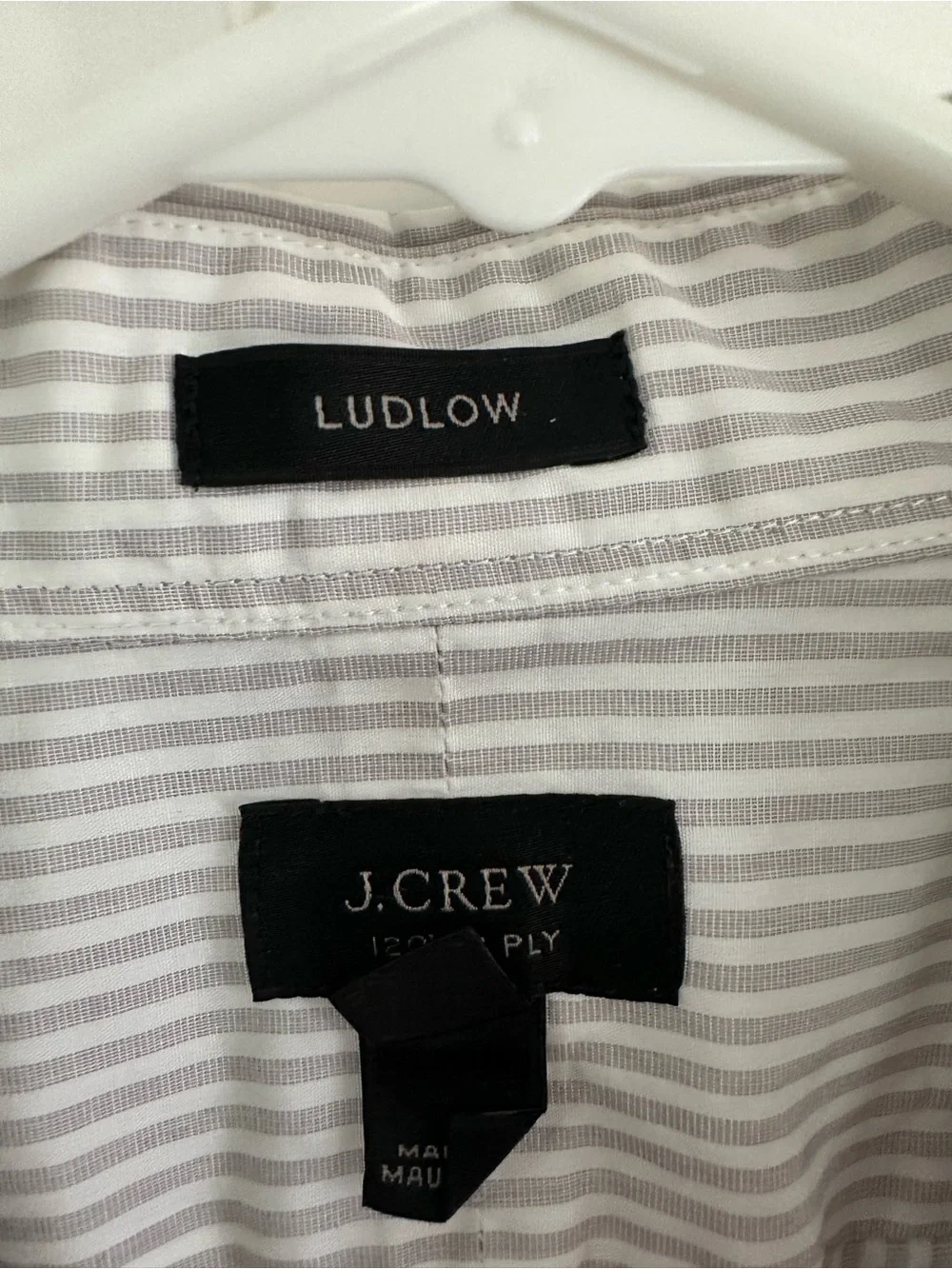 J. Crew Men's Gray and White Pinstripe Button Down Shirt